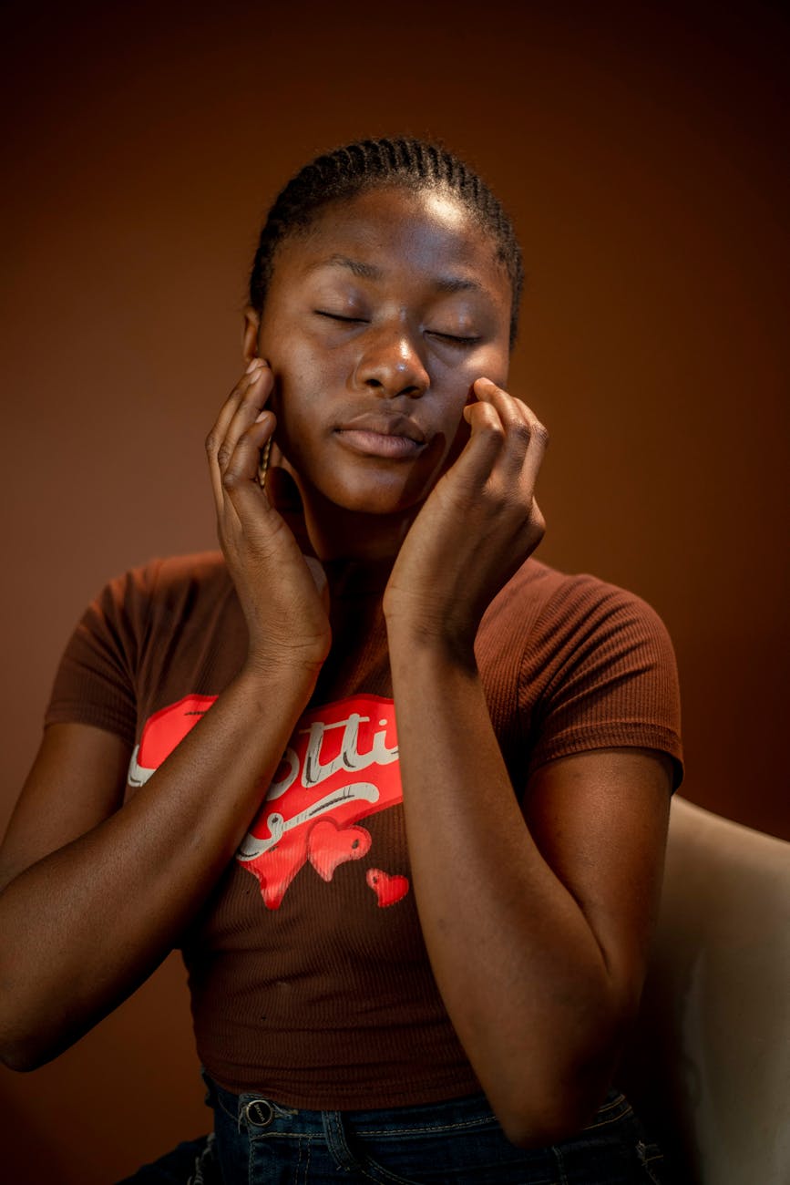 peaceful portrait of a young woman relaxing